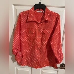 Notations button down blouse rolltab sleeves size M